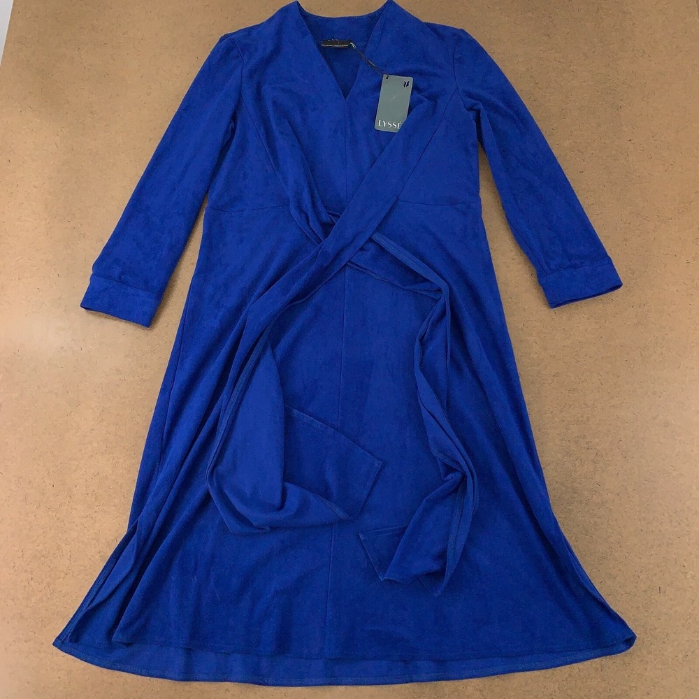 Lyssé Women's Size Small Blue Long Sleeve V Neck Willoughby Barrow Dress NWT